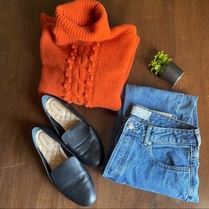Mercer & Madison Orange Turtle Neck Lambs Wool Sweater Size XL